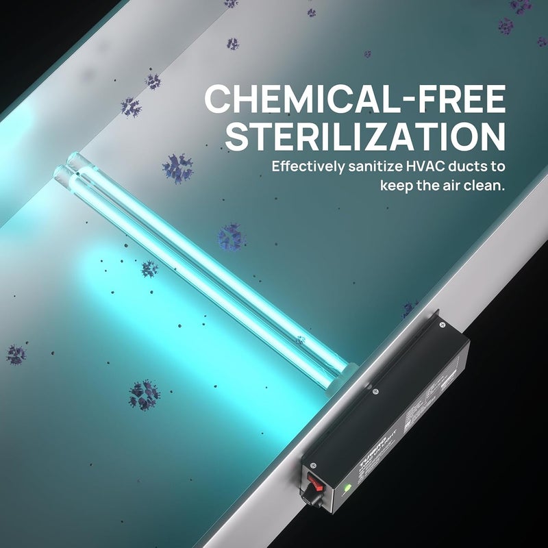 TURBRO AC 120V 36W HVAC UV Light Kit Air Purifier, ETL&CARB Certified, Comes with a 15.2 in 4-Pin 2G11 Base Lamp, Installation Template, and Ballast, for Cleaning Air and Ducted AC Systems, UV36P - Image 2